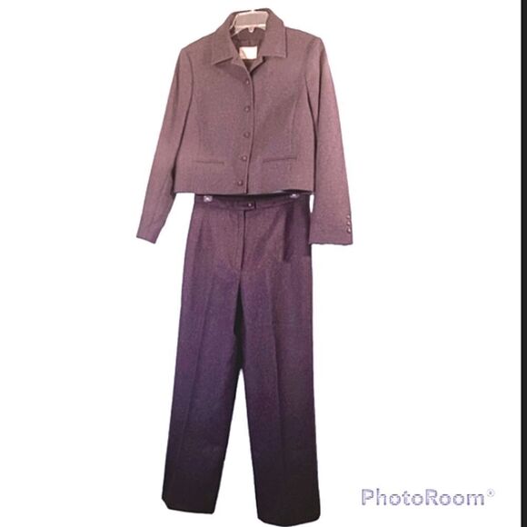 Vintage Pendleton Purple Wool Cropped Boxy Blazer 2 Piece Pant Suit Sz 8 - Picture 2 of 12